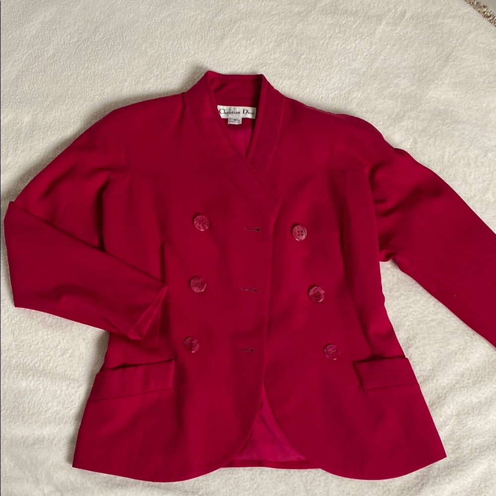 Christian Dior Vintage Pink Double-Breasted Blazer with Notched Lapels